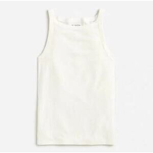 J. Crew Women's Stretch Linen Blend High-Neck Tank Top CA502 Ivory Size L NWT